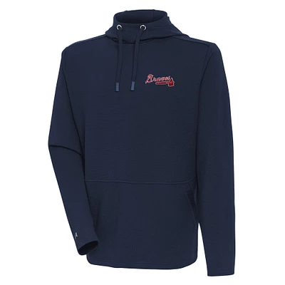 Men's Antigua  Navy Atlanta Braves Pullover Hoodie