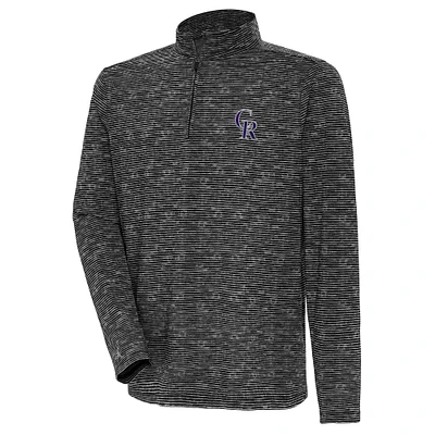 Men's Antigua  Heather Black Colorado Rockies Quarter-Zip Top