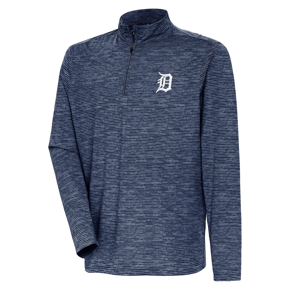 Men's Antigua Heather Navy Detroit Tigers Quarter-Zip Top
