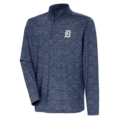 Men's Antigua  Heather Navy Detroit Tigers Quarter-Zip Top