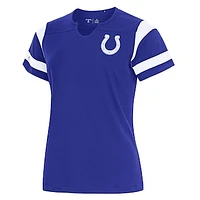 Women's Antigua Royal Indianapolis Colts Encounter Short Sleeve Notch Neck Top
