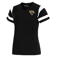 Women's Antigua Black Jacksonville Jaguars Encounter Short Sleeve Notch Neck Top