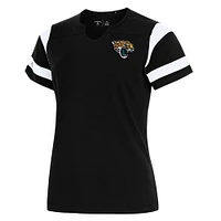 Women's Antigua Black Jacksonville Jaguars Encounter Short Sleeve Notch Neck Top