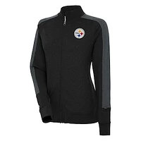 Women's Antigua  Black Pittsburgh Steelers Strike Full-Zip Track Jacket