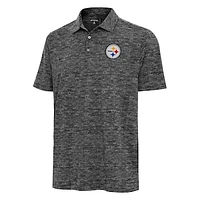 Men's Antigua  Heather Black Pittsburgh Steelers Static Polo