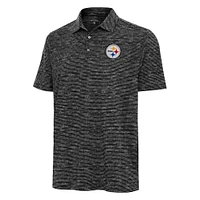Men's Antigua  Heather Black Pittsburgh Steelers Static Polo