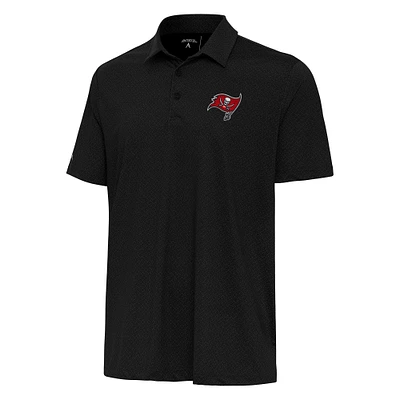 Men's Antigua Black Tampa Bay Buccaneers Whirl Polo