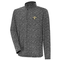 Men's Antigua Heather Black New Orleans Saints Determined Quarter-Zip Top