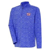 Men's Antigua Heather Royal New York Giants Determined Quarter-Zip Top