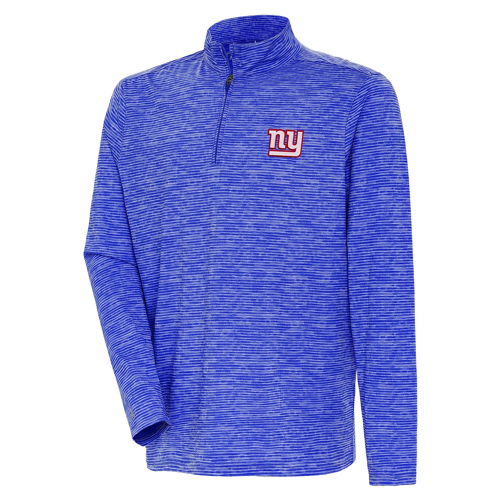 Men's Antigua Heather Royal New York Giants Determined Quarter-Zip Top