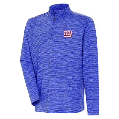 Men's Antigua Heather Royal New York Giants Determined Quarter-Zip Top