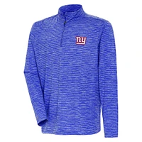 Men's Antigua Heather Royal New York Giants Determined Quarter-Zip Top