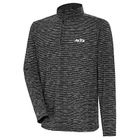 Men's Antigua Heather Black New York Jets Determined Quarter-Zip Top