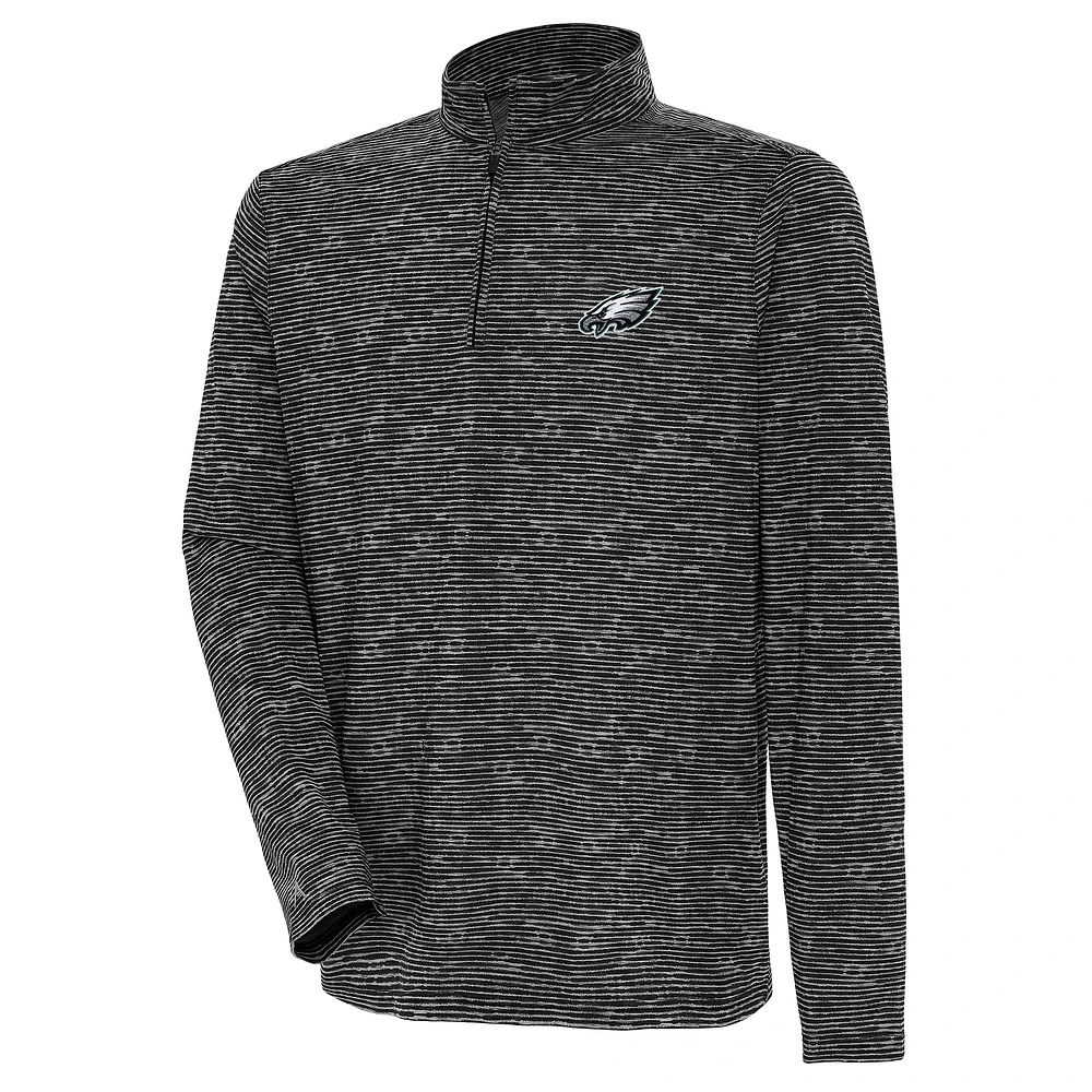Men's Antigua Heather Black Philadelphia Eagles Determined Quarter-Zip Top