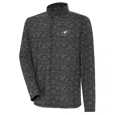 Men's Antigua Heather Black Philadelphia Eagles Determined Quarter-Zip Top