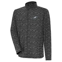 Men's Antigua Heather Black Philadelphia Eagles Determined Quarter-Zip Top