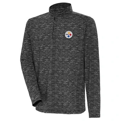 Men's Antigua Heather Black Pittsburgh Steelers Determined Quarter-Zip Top