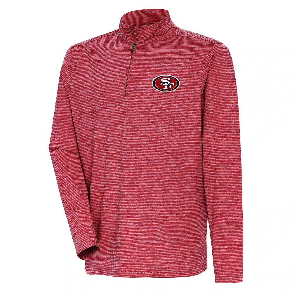 Men's Antigua Scarlet San Francisco 49ers Determined Quarter-Zip Top