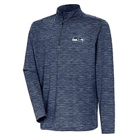 Men's Antigua Heather Navy Seattle Seahawks Determined Quarter-Zip Top