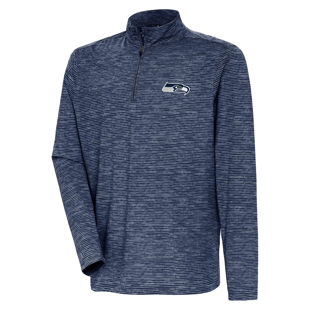Men's Antigua Heather Navy Seattle Seahawks Determined Quarter-Zip Top