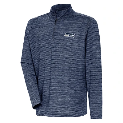 Men's Antigua Heather Navy Seattle Seahawks Determined Quarter-Zip Top