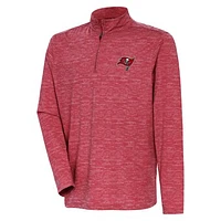 Men's Antigua Heather Red Tampa Bay Buccaneers Determined Quarter-Zip Top
