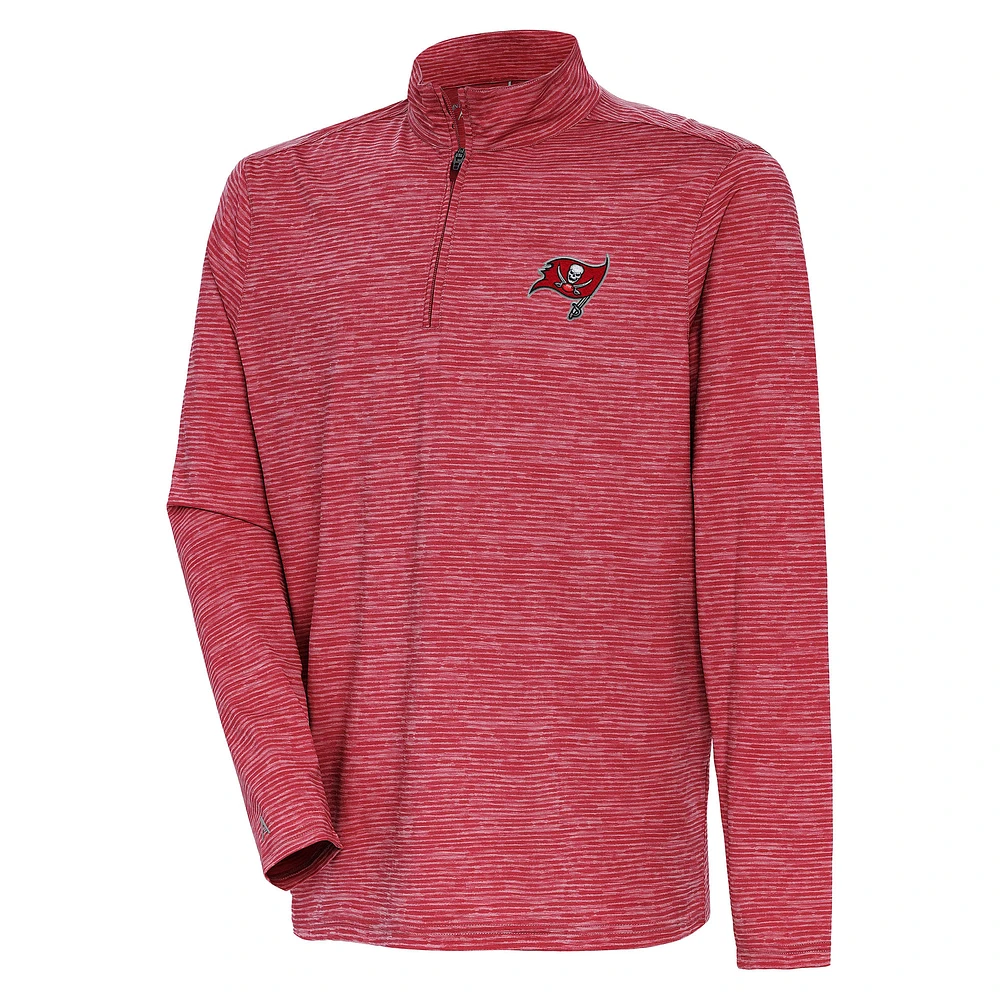 Men's Antigua Heather Red Tampa Bay Buccaneers Determined Quarter-Zip Top