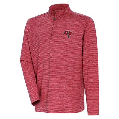 Men's Antigua Heather Red Tampa Bay Buccaneers Determined Quarter-Zip Top