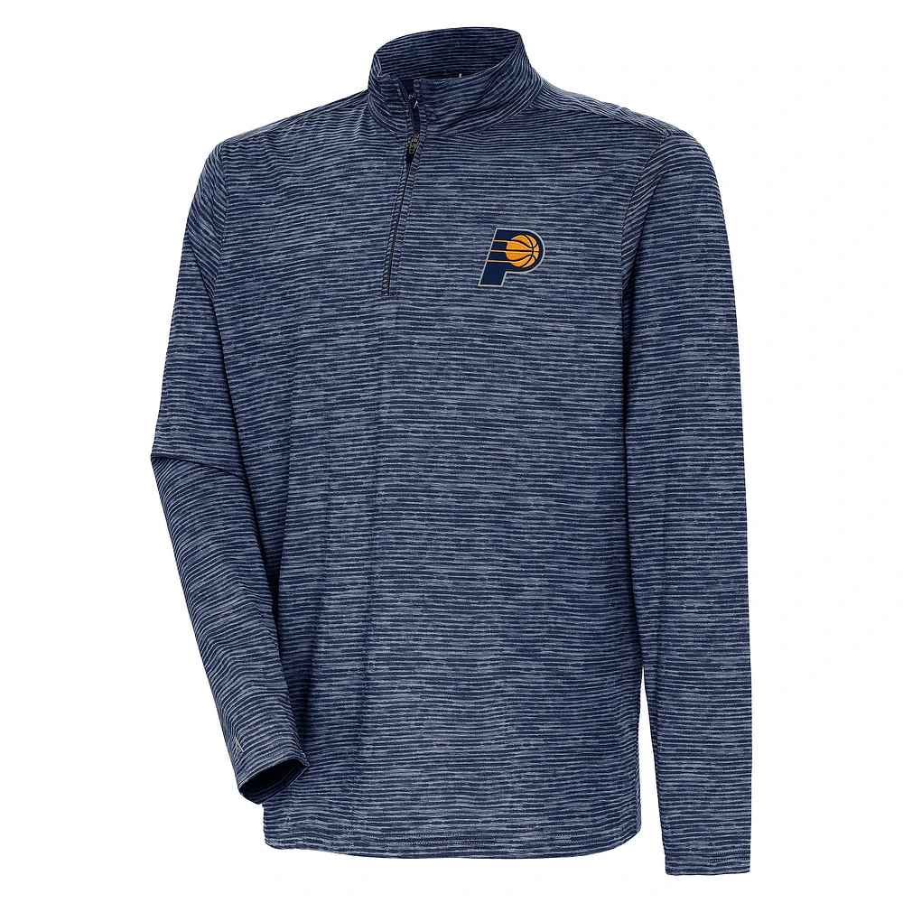 Men's Antigua Heather Navy Indiana Pacers Determined Quarter-Zip Top