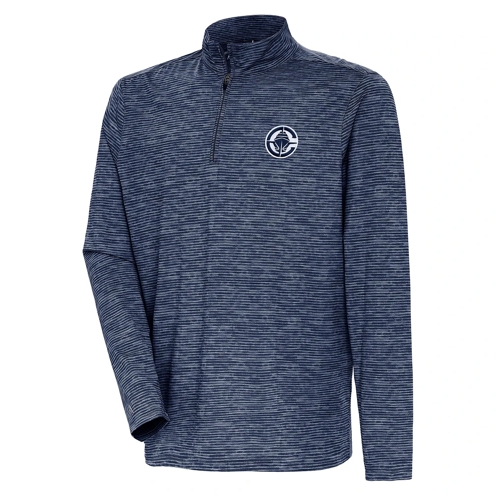 Men's Antigua Heather Navy LA Clippers Determined Quarter-Zip Top