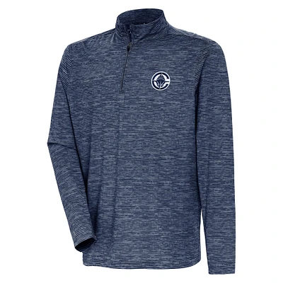 Men's Antigua Heather Navy LA Clippers Determined Quarter-Zip Top