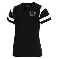 Women's Antigua Black San Jose Sharks Encounter Short Sleeve Notch Neck Top