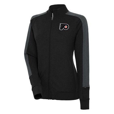 Women's Antigua  Black Philadelphia Flyers Strike Full-Zip Track Jacket
