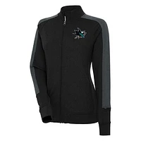 Women's Antigua  Black San Jose Sharks Strike Full-Zip Track Jacket