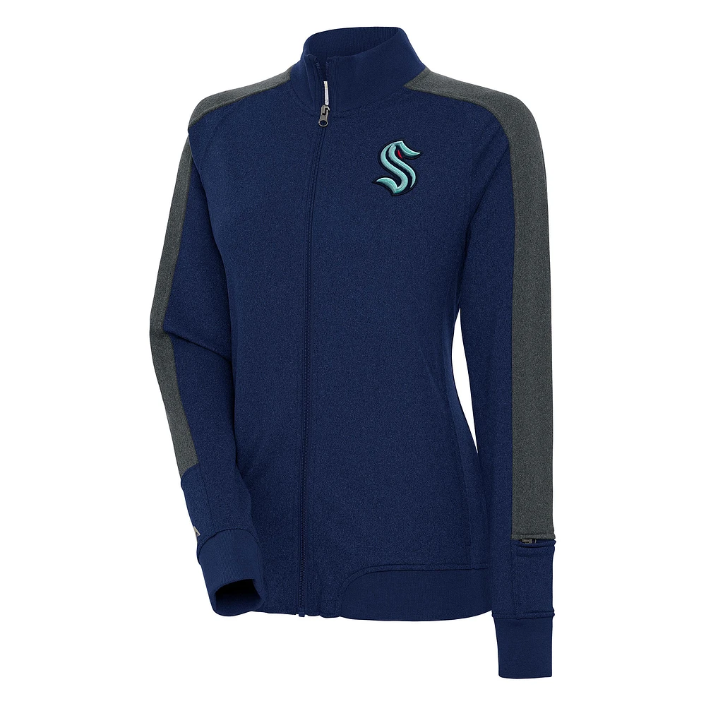 Women's Antigua Navy Seattle Kraken Strike Full-Zip Track Jacket