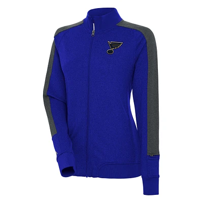 Women's Antigua  Royal St. Louis Blues Strike Full-Zip Track Jacket