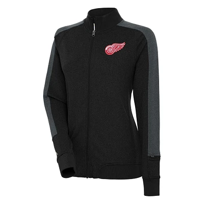 Women's Antigua  Black Detroit Red Wings Strike Full-Zip Track Jacket