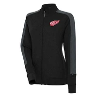Women's Antigua  Black Detroit Red Wings Strike Full-Zip Track Jacket