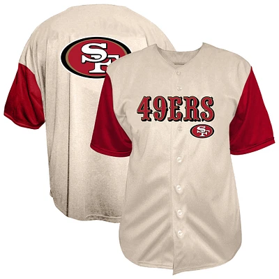 Men's Fanatics  Cream San Francisco 49ers Vintage Full-Button Short Sleeve Top