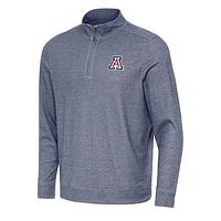 Men's Antigua Heather Navy Arizona Wildcats Subtle Quarter-Zip Sweatshirt