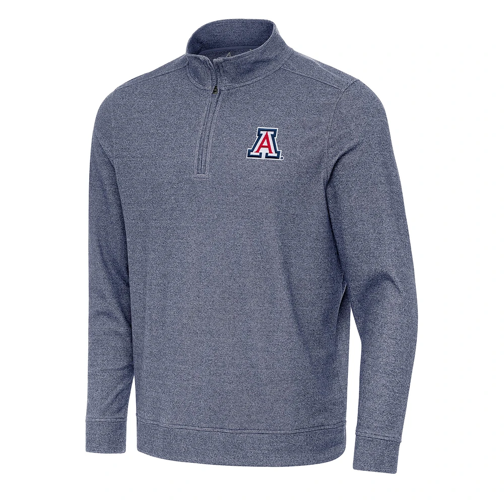 Men's Antigua Heather Navy Arizona Wildcats Subtle Quarter-Zip Sweatshirt