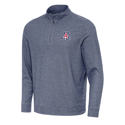Men's Antigua Heather Navy Arizona Wildcats Subtle Quarter-Zip Sweatshirt