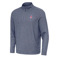 Men's Antigua Heather Navy Arizona Wildcats Subtle Quarter-Zip Sweatshirt