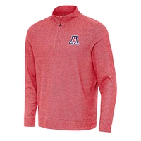 Men's Antigua Heather Red Arizona Wildcats Subtle Quarter-Zip Sweatshirt