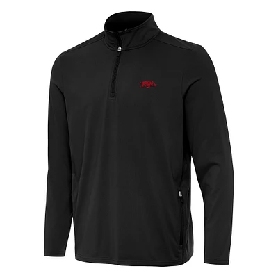 Men's Antigua  Black Arkansas Razorbacks Perilous Quarter-Zip Sweatshirt