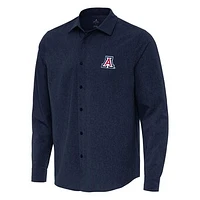 Men's Antigua Navy Arizona Wildcats Exposure Woven Long Sleeve Button-Up Shirt