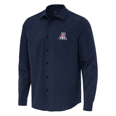 Men's Antigua Navy Arizona Wildcats Exposure Woven Long Sleeve Button-Up Shirt