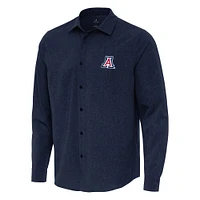 Men's Antigua Navy Arizona Wildcats Exposure Woven Long Sleeve Button-Up Shirt