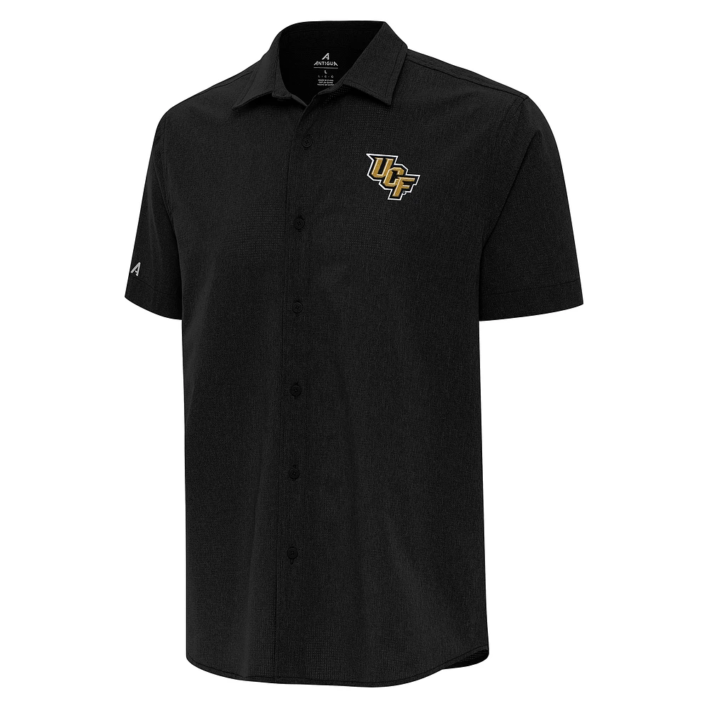Men's Antigua Black UCF Knights Activate Woven Short Sleeve Button-Up Shirt