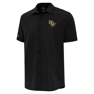 Men's Antigua  Black UCF Knights Activate Woven Short Sleeve Button-Up Shirt